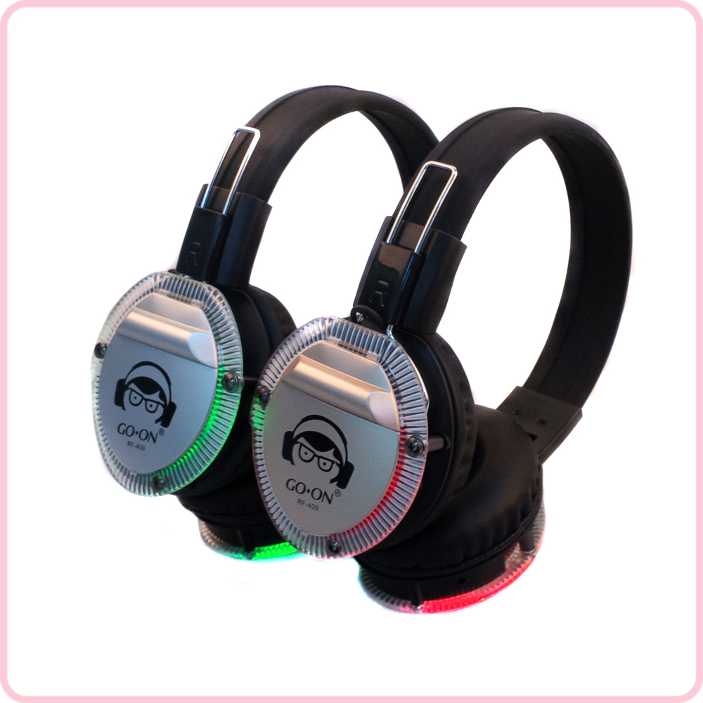 RF-409 new design battery use silent disco headphone with LED light